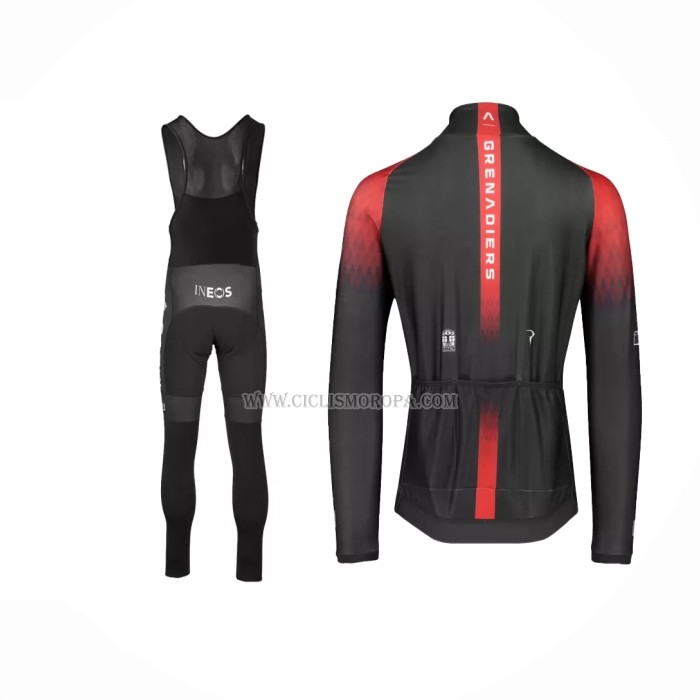 2022 Ropa Ciclismo INEOS Grenadiers Rojo Negro Mangas Largas y Culotte ioui010
